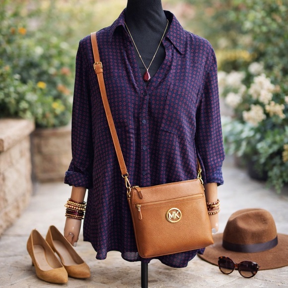 Express Tops - Express Blue and Red Button Down Shirt